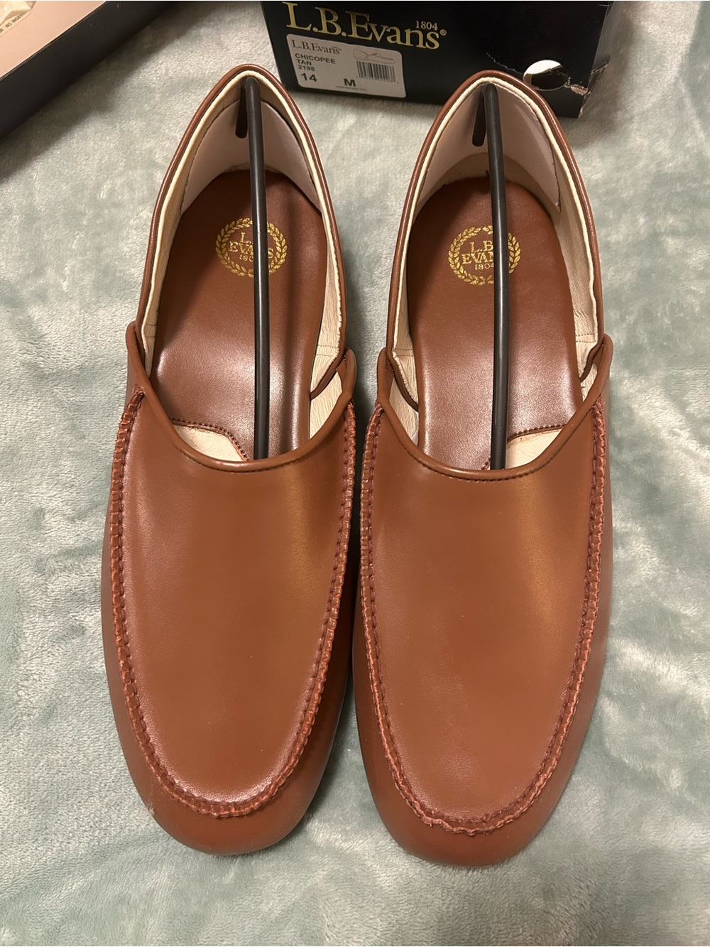 L.B. Evans Men's Chestnut Brown Leather Slip-On Loafers Slippers